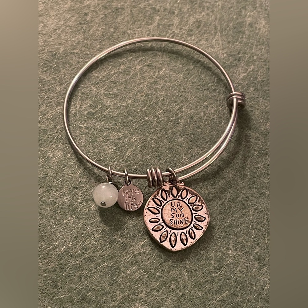 Silver Tone Charm  Bangle Bracelete